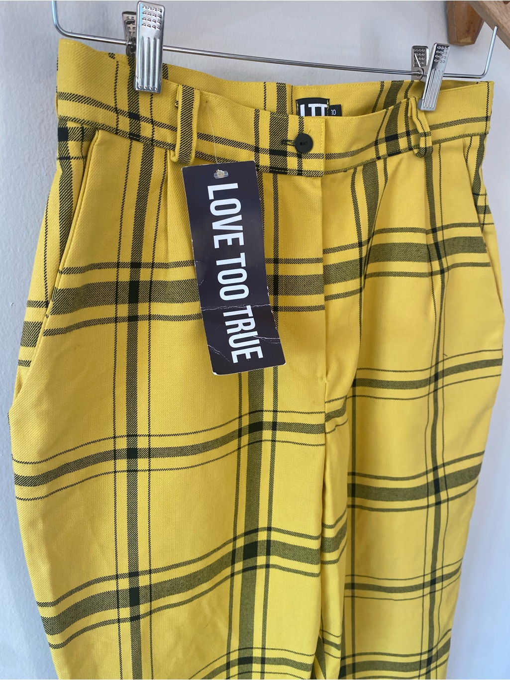 Nwt Ltt Yellow Plaid Light Weight Trousers - Clueless Inspired - Preppy Size 10 — image 4 of 5